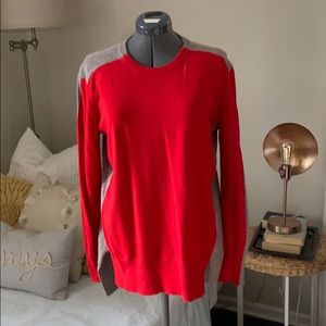 J Crew Red Grey color block wool sweater tunic